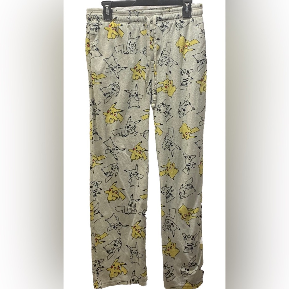 Pokemon Pikachu Logo Unisex Pajama Bottom Lounge Pants‎ Size Small Elastic Waist